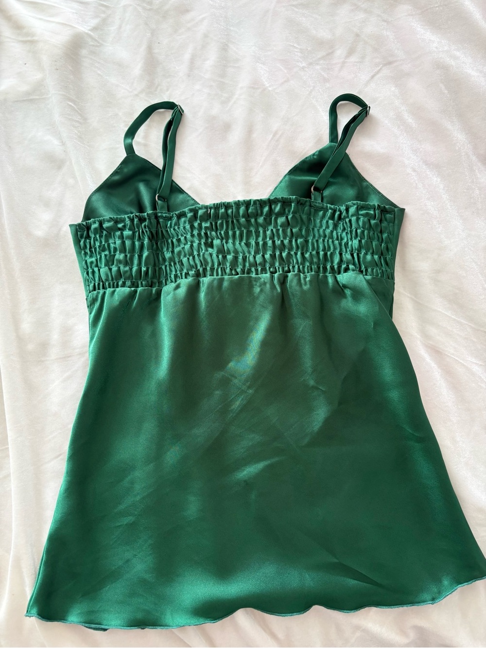 Vintage Y2K green satin cami tank top fairy club going out medium one step up - Picture 3 of 5